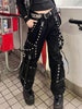 Goth Black Chains Cargo Y2k Pants Punk Women Egirl High Waist Emo Baggy Trousers Retro Streetwear Hippie Pantalon Pour Femme 90s