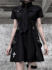 Goth Black Techwear Cargo Mini Dress Women Japanese Lolita Y2k High Waist Emo Dresses Harajuku Female Egirl Grunge Robe Vestidos