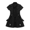 Goth Black Techwear Cargo Mini Dress Women Japanese Lolita Y2k High Waist Emo Dresses Harajuku Female Egirl Grunge Robe Vestidos