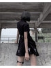 Goth Black Techwear Cargo Mini Dress Women Japanese Lolita Y2k High Waist Emo Dresses Harajuku Female Egirl Grunge Robe Vestidos