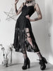 Goth Camisole Solid Black Dresses Egirl High Split Mall Gothic Lace Dress Women Aesthetic Sexy Partywear Femme Sling Robe