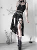 Goth Camisole Solid Black Dresses Egirl High Split Mall Gothic Lace Dress Women Aesthetic Sexy Partywear Femme Sling Robe