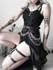 Goth Camisole Solid Black Dresses Egirl High Split Mall Gothic Lace Dress Women Aesthetic Sexy Partywear Femme Sling Robe