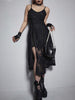 Goth Camisole Solid Black Dresses Egirl High Split Mall Gothic Lace Dress Women Aesthetic Sexy Partywear Femme Sling Robe