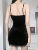 Goth Cross Print Slim Camisole Dress Women Split Gothic Style Sexy Dresses V-neck Fairy Grunge Clubwear Femme Egirl Slit Robe