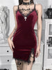 Goth Cross Print Slim Camisole Dress Women Split Gothic Style Sexy Dresses V-neck Fairy Grunge Clubwear Femme Egirl Slit Robe