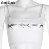 Goth Dark Gothic Chic Punk Print Summer Camis E-girl Black White Backless Sleeveless Women Chain Strap Crop Tops Bodycon Clothes