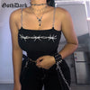 Goth Dark Gothic Chic Punk Print Summer Camis E-girl Black White Backless Sleeveless Women Chain Strap Crop Tops Bodycon Clothes