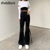 Goth Dark Mall Gothic Grunge Black Jeans Harajuku Punk Wide Leg Women Pants Hip Hop High Waist Bandage Streetwear Rivet Trousers