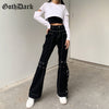 Goth Dark Mall Gothic Grunge Black Jeans Harajuku Punk Wide Leg Women Pants Hip Hop High Waist Bandage Streetwear Rivet Trousers