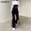 Goth Dark Mall Gothic Grunge Black Jeans Harajuku Punk Wide Leg Women Pants Hip Hop High Waist Bandage Streetwear Rivet Trousers