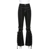 Goth Dark Mall Gothic Grunge Black Jeans Harajuku Punk Wide Leg Women Pants Hip Hop High Waist Bandage Streetwear Rivet Trousers
