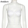 Goth Dark Pastel Gothic Lace Camis Harajuku E-Girl Corset Patchwork Bodycon Crop Tops Women Sexy Floral Embroidery Sleeveless