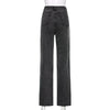 Goth Dark Punk Gothic Wide Leg Grey Women Jeans High Waist Vintage Grunge Hip Hop Hole Denim Pants Summer 90s Streetwear