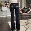 Goth Dark Punk Y2k Grunge Low Waist Emo Jeans Mall Gothic Women Black Patchwork Electro Pants Streetwear Alt Clothes