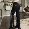Goth Dark Punk Y2k Grunge Low Waist Emo Jeans Mall Gothic Women Black Patchwork Electro Pants Streetwear Alt Clothes