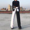 Goth Dark Y2k Aesthetic Gothic Wide Jeans Mall Goth Punk Slim Black White Color Blocking Hip Hop Women Pants Patchwork Trousers