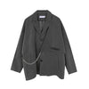 Goth Harajuku Women's Blazers Designer Metal Cha Jackets Notched Outerwear Tops For Girl Loose Oversized Clothing For Women