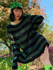 Goth Hollow Striped Print Sweater Women Baggy Hole Fairy Grunge Pullovers Egirl Emo Knitted Tops Long Sleeve Loose Egirl Clothes