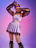 Goth Mesh Pleated Ruffles Mini Skirts Female High Waist Y2k Gothic Sexy Clubwear Y2k Solid Bodycon Hollow Out Women Egirl Skirt