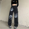 Goth Pants E Girl Y2k Skeleton Hands Print Women Oversize 2023 Punk Denim Trousers Streetwear Hip Hop High Gothic Jeans