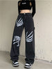 Goth Pants E Girl Y2k Skeleton Hands Print Women Oversize 2023 Punk Denim Trousers Streetwear Hip Hop High Gothic Jeans