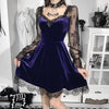 Gothic Autumn 2022 Sexy Lace Stitching Chest Horn Long-sleeved Dress with Ruffles