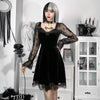 Gothic Autumn 2022 Sexy Lace Stitching Chest Horn Long-sleeved Dress with Ruffles