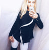 Gothic Black Chic Women's Blazer Coat Ruffled Irregularity Femme Jackets Zipper Long Sleeve Sexy Female Tops Suit Temperament
