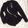 Gothic Black Chic Women's Blazer Coat Ruffled Irregularity Femme Jackets Zipper Long Sleeve Sexy Female Tops Suit Temperament