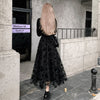 Gothic Black Dress Women Party One Piece Dress Korean Pure Collor Slim Y2k Midi Dress Retro Elegant 2022 Winter Long Sleeve Chic