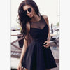 Gothic Casual Dress Summer Women Black A-Line Sleeveless Hollow Party Preppy Fashion Slim Mesh Vintage Goth Dress