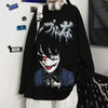 Gothic Emo Black Graphic T Shirts Women Hentai Anime Print Tees Japan Harajuku Oversized Cool Girl Y2K Tops Punk Alt Clothes