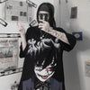 Gothic Emo Black Graphic T Shirts Women Hentai Anime Print Tees Japan Harajuku Oversized Cool Girl Y2K Tops Punk Alt Clothes