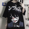 Gothic Emo Black Graphic T Shirts Women Hentai Anime Print Tees Japan Harajuku Oversized Cool Girl Y2K Tops Punk Alt Clothes