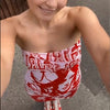Gothic Face Graphic Print Tube Dress Sexy Strapless Off Shoulder Slime Fit Package Hip Bodycon E-girl Women Dress Streetwear