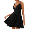 Gothic  Women Dress Ruffle Sleeveless Solid Bow Bandage Casual Dress V-neck Sexy Backless Dress Knee-length Vestido 2022