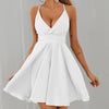 Gothic  Women Dress Ruffle Sleeveless Solid Bow Bandage Casual Dress V-neck Sexy Backless Dress Knee-length Vestido 2022