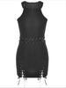 Gothic Girl Dress Halter Strapless Hollow Out Fake Two Black Women Dress Street Sexy Goth Dresses
