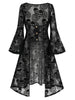 Women's Gothic Halloween Skull Lace And Long Sleeve Flare Dress M Size Blazer