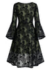 Women's Gothic Halloween Skull Lace And Long Sleeve Flare Dress M Size Blazer