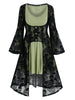 Women's Gothic Halloween Skull Lace And Long Sleeve Flare Dress M Size Blazer