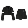 Gothic Hip Hop Streetwear Sexy Basic Patchwork Blazer Korean Y2k Aesthetic Design Simple Solid Black Pocket Cargo Skirts