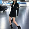Gothic Hip Hop Streetwear Sexy Basic Patchwork Blazer Korean Y2k Aesthetic Design Simple Solid Black Pocket Cargo Skirts