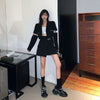 Gothic Hip Hop Streetwear Sexy Basic Patchwork Blazer Korean Y2k Aesthetic Design Simple Solid Black Pocket Cargo Skirts