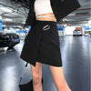 Gothic Hip Hop Streetwear Sexy Basic Patchwork Blazer Korean Y2k Aesthetic Design Simple Solid Black Pocket Cargo Skirts
