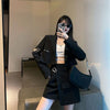 Gothic Hip Hop Streetwear Sexy Basic Patchwork Blazer Korean Y2k Aesthetic Design Simple Solid Black Pocket Cargo Skirts