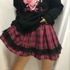 Gothic Lace Lolita Mini Skirt Woman Kawaii Plaid Pleated Pastel Goth Faldas E Girl Clothes Dark Academia Preppy Style Skirts