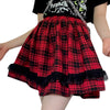 Gothic Lace Lolita Mini Skirt Woman Kawaii Plaid Pleated Pastel Goth Faldas E Girl Clothes Dark Academia Preppy Style Skirts