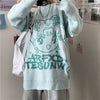 Gothic Loose Anime Print Knitted Sweater Women Harajuku Punk Hip Hop Streetwear O-neck Oversized Long Sleeve Jumper Kawaii Tops